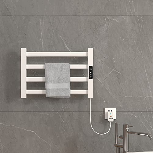Badheizkörper Elektrisch Handtuchheizkörper 550x350mm Intelligenter Konstanttemperatur Handtuchheizer,IP24, LED Touch Anzeige, 30℃-70℃ Temperatureinstellung, 1-9 Stunden Zeitmessung-White Right von SKYLYZH