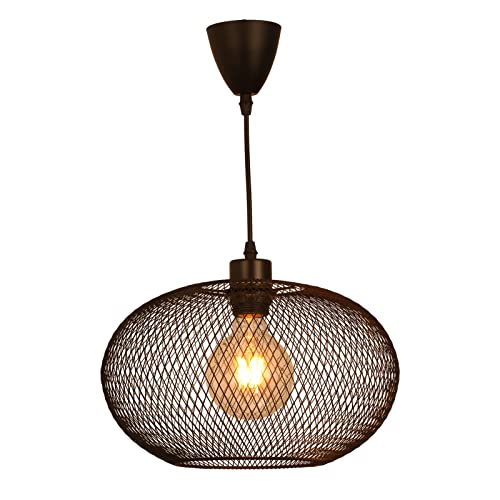 Deckenleuchte,E27 Retro Pendelleuchte,Schwarze Deckenlampe Metall, Retro Deckenleuchten Lampenschirm, Industrieller Stil Pendellampe, Ø310mm, Max 60W, für Schlafzimmer,Esszimmer,Wohnzimmer,Flur-C von SKYLYZH