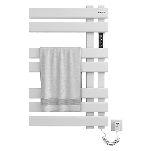 SKYLYZH Bad Heizkörper, WiFi Smart Weiß Heizkörper Handtuchhalter, für LED/APP/intelligenter Sprachlautsprecher, Handtuchtrockner, Badheizkörper, 450x720mm, Energie Sparen-WiFi White Right von SKYLYZH