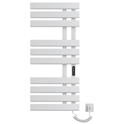 SKYLYZH Badheizkörper Elektrisch, Towel Warmer Weiß 500x1100mm, Intelligenter Konstanttemperatur Handtuchhalter Heizkörper, Handtuchheizkörper, Badheizkörper, Handtuchtrockner Heizkörper-White Right von SKYLYZH