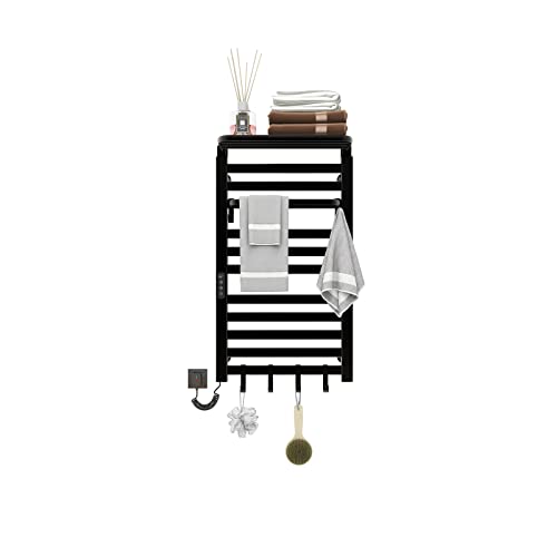 Elektrischer Handtuchhalter, WiFi Smart Thermostat Schwarz Handtuchwärmer, für Alexa und Google Home and APP, Handtuchheizkörper, Badheizkörper, Handtuchheizung, 500x870mm,Anthrazit-WIFI Black Left von SKYLYZH
