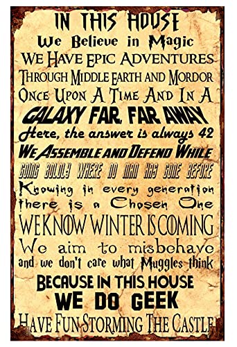 In This House We Do Geek Magic Poster, Vintage Retro Metall Poster Wanddekoration Home Office Bar Garage Cafe Hotel Herren Höhle Club - Blechschild 20,3 x 30,5 cm von SKYOCEAN