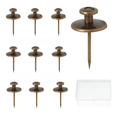 10 Stück Wandhaken für Fotorahmen, doppelköpfige Pinnnadeln zum Aufhängen an der Wand, auf Trockenbauwänden, weichen Holzbrettern für Heimbüro, Foto-Dekoration (Bronze) von SKYPRO