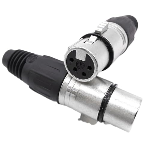 2 x XLR-Stecker, 4-polige XLR-Enden, weiblich, Audio, Mikrofon, Audio-Stecker, Klinkenbuchse, vernickelt, Silberkontakte von SKYPRO