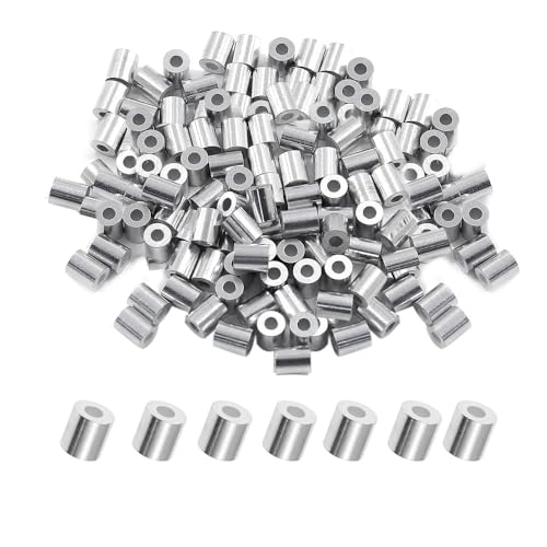 200 Stück Drahtseil-Stoppschlaufenhülse, runde Crimpen für Drahtseil-Durchmesser, Aluminium-Crimpschlaufenhülse, rund (M2,2 mm) von SKYPRO