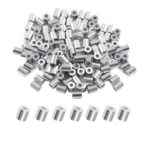 200 Stück Drahtseil-Stoppschlaufenhülsen, runde Crimphülsen für Drahtseil-Durchmesser, Aluminium-Crimpschlaufenhülse, rund (M2,5, 2,5 mm) von SKYPRO