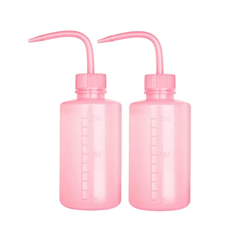 250 ml Kunststoff-Sicherheits-Waschflasche, rosa Labor-Quetschflasche mit schmaler Öffnung und Skala-Etiketten, Spritzflasche für Pflanzenblumen, Sukkulenten-Bewässerung – 2 Packungen von SKYPRO