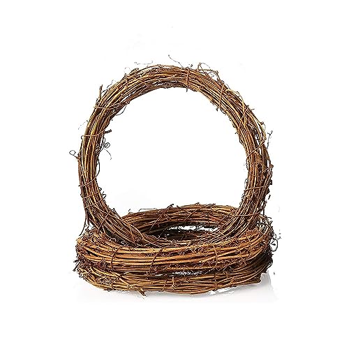 3 Stück 24 cm natürliche Rattan-Ring-Kränze Rebenzweig Kranz Rattan-Kranz Girlande Dekoration für DIY Festivals Dekorationen, Kranz Handwerk und Hochzeitsdekorationen von SKYPRO