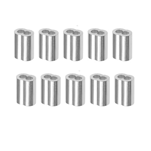 Aluminium-Crimpschlaufenhülse für Drahtseilhülsen, 10 Stück Doppel-Kabelhülsen-Set, Doppelzylinderhülsen, Kabel-Crimphülsen (M8,8 mm) von SKYPRO