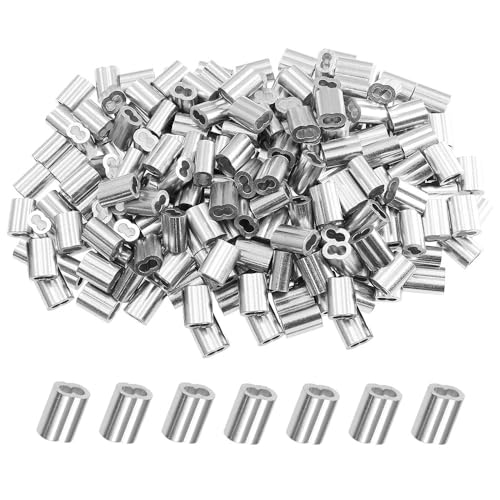 Aluminium-Crimpschlaufenhülse für Drahtseilhülsen, 200 Stück Doppel-Kabelhülsen-Set, Doppelzylinderhülsen, Kabel-Crimphülsen (M2,2 mm) von SKYPRO