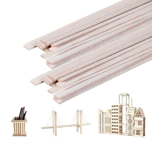 Balsaholz-Streifen, 2 x 10 x 200 mm, Holzdübel, rechteckige Dübelstangen, unlackierte Holzstäbe für Handwerk, DIY-Projekte, Modellherstellung, 50 Stück von SKYPRO