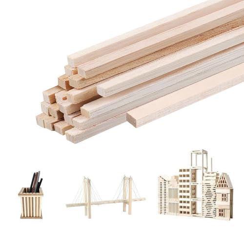 Balsaholz-Streifen, 2 x 5 x 200 mm, Holzdübel, rechteckige Dübelstangen, unlackierte Holzstäbe für Handwerk, DIY-Projekte, Modellherstellung, 50 Stück von SKYPRO