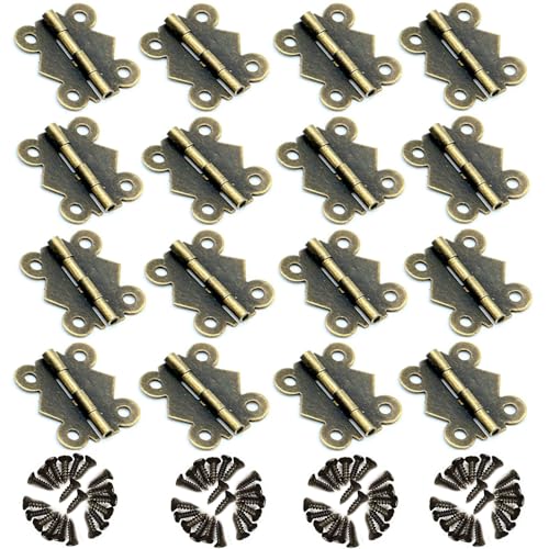 SKYPRO Schmetterlingsscharniere in Antik-Bronze, 20 x 17 mm, 20 Stück mit 80 Schrauben, Eisen, Vintage-Stil, bündige Montage, geeignet für Schmuckkästen, Schränke, Schubladen SKYPRO Schmetterlingsscharniere in Antik-Bronze, 20 x 17 mm, 20 Stück mit 80 Schrauben, Eisen, Vintage-Stil, bündige Montage, geeignet für Schmuckkästen, Schränke, Schubladen von SKYPRO