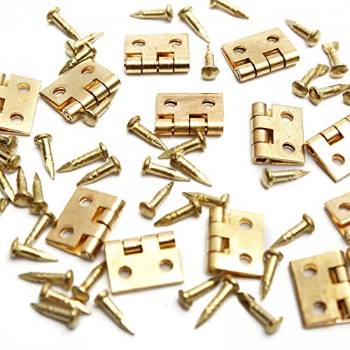 Mini-Metallscharniere und 200 kleine Mikroschrauben für Puppenhaus-Türschrank, Basteln, Holz-Schmuckschatulle, Outdoor-Dekoration, 8 x 10 mm (Metall), 50 Stück von SKYPRO