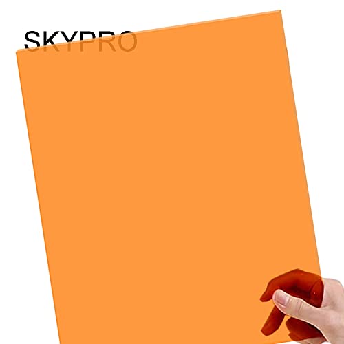 Orangefarbene, transparente, fluoreszierende Acryl-Plexiglasplatte, 0,3 cm dick, Größe 30,5 x 20,3 cm, Kunststoff-Plexiglas zum Basteln und mehr von SKYPRO