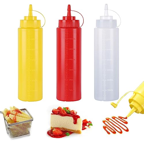 Quetschflaschen aus Kunststoff, 3 Farben, 680 ml, Mehrzweck-Spritzflasche für Ketchup, Öl, Marmelade, BBQ, Sauce, Dressing, Grillen, Handwerk, Sirupspender Quetschflaschen aus Kunststoff, 3 Farben, 680 ml, Mehrzweck-Spritzflasche für Ketchup, Öl, Marmelade, BBQ, Sauce, Dressing, Grillen, Handwerk, Sirupspender von SKYPRO