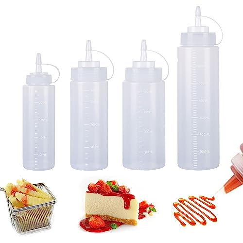 Quetschflaschen aus Kunststoff, 4 Größen, Weiß, 237 ml, Mehrzweck-Spritzflasche für Ketchup, Öl, Marmelade, BBQ, Sauce, Dressing, Grillen, Handwerk, Sirupspender Quetschflaschen aus Kunststoff, 4 Größen, Weiß, 237 ml, Mehrzweck-Spritzflasche für Ketchup, Öl, Marmelade, BBQ, Sauce, Dressing, Grillen, Handwerk, Sirupspender von SKYPRO