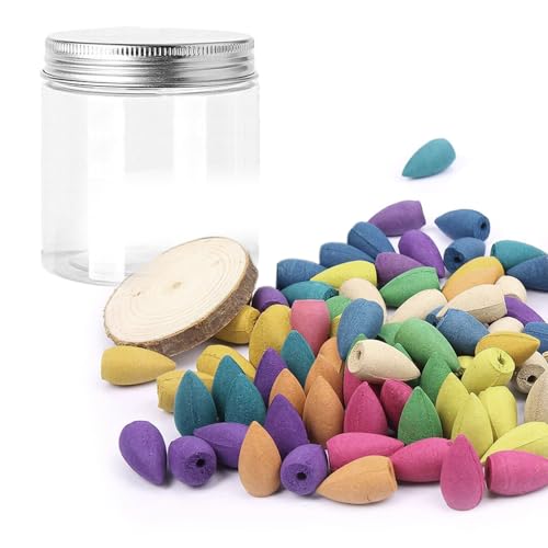 Rückfluss Räucherkegel 50 Stück Natürliche Handarbeit Düfte Wasserfall Weihrauch Rose Tulpe Jasmin Lavendel Rose für Rückfluss Räuchergefäß Halter Natürlich von SKYPRO