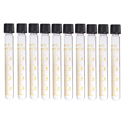 SKYPRO 10 Stück 10 ml Zentrifugenröhrchen mit Schraubverschluss, hochtemperaturbeständige Kalibrier-Reagenzgläser von SKYPRO