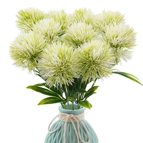 SKYPRO 10 Stück Pusteblume künstliche Blumen Pflanzen Blumenstrauß Kunststoff Blumen für Heimdekoration/Hochzeitsdekoration (weiß) von SKYPRO