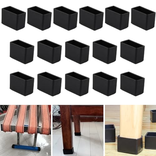 Stuhlbeinkappen, rechteckig, 15 x 30 mm, Silikon, Bodenschutz, schwarze Stuhlbeinkappen, Möbelfußschutz, Hockerbeinkappen, um Kratzer auf Hartholzböden zu verhindern und Lärm zu reduzieren, 16 Stück von SKYPRO