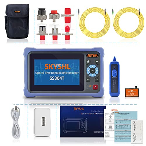 SKYSHL 1310nm/26dB+1550nm/24dB LWL OTDR Tester (Mit OPM+OLS+VFL+Event Map) SM 4,3Zoll Touchscreen Kompatibel mit SC+FC+ST+LC UPC&APC-Adapter-SS304T-2A1 von SKYSHL