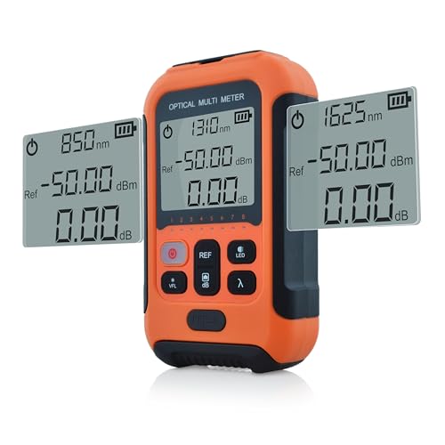 SKYSHL 800nm zu 1700nm OPM -50dBm zu +26dBm Glasfaser-Leistungsmessgerät OPM Optical Fiber Power Meter Integrierter 20km 650nm VFL Kompatibel mit FC+SC+LC+ST-SS103PVC13 von SKYSHL