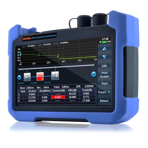 SKYSHL 850nm/29dB+1300nm/37dB MM LWL OTDR Glasfaser Tester mit OPM+OLS+VFL+Karte Ereignis+APP-Modul+7-Zoll Touchscreen Kompatibel mit APC und UPC SC+FC+ST+LC-SS315T-2MM1 von SKYSHL