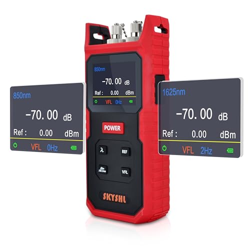 SKYSHL 850nm zu 1700nm -70dBm zu +8dBm OPM Optisches Leistungsmessgerät mit VFL 650nm 8km und 2,3-Zoll-Farbbildschirm Optical Fiber Power Meter Kompatibel mit SC+FC+ST+LC-SS101PVA2 von SKYSHL