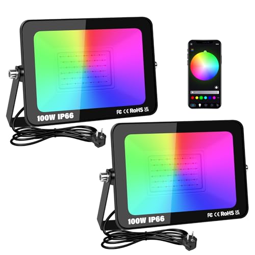 SKYWORLD 100W RGB Led Strahler 2 Stücke,Led Strahler Außen Farbig mit Fernbedienung Bluetooth App,16 million Farben Gruppierung Timer,IP66 RGB Fluter für Aussen Innen Garten Hinterhof Garage SKYWORLD 100W RGB Led Strahler 2 Stücke,Led Strahler Außen Farbig mit Fernbedienung Bluetooth App,16 million Farben Gruppierung Timer,IP66 RGB Fluter für Aussen Innen Garten Hinterhof Garage von SKYWORLD
