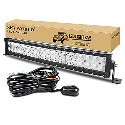 SKYWORLD 120W Gebogen LED Lichtleiste 22 Zoll 55.9 cm LED bar Offroad Arbeitsleuchte Zusatzscheinwerfer Spot Flood Combo Scheinwerfer mit Kabelbaum für Trecker KFZ Bagger SUV UTV ATV Boat Truck von SKYWORLD