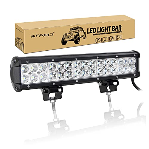 SKYWORLD 15 Zoll 38cm 90W Led Arbeitsscheinwerfer Bar, Led Bar Offroad Zusatzscheinwerfer Scheinwerfer 12V 24V Auto LED Arbeit Licht Bar Wasserdicht für SUV UTV ATV KFZ Traktor Truck 4x4 lightbar von SKYWORLD