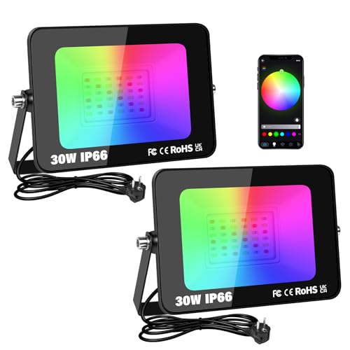 SKYWORLD 30W RGB Led Strahler 2 Stücke,Led Strahler Außen Farbig mit Fernbedienung Bluetooth App,16 million Farben Gruppierung Timer,IP66 RGB Fluter für Aussen Innen Garten Hinterhof Garage SKYWORLD 30W RGB Led Strahler 2 Stücke,Led Strahler Außen Farbig mit Fernbedienung Bluetooth App,16 million Farben Gruppierung Timer,IP66 RGB Fluter für Aussen Innen Garten Hinterhof Garage von SKYWORLD