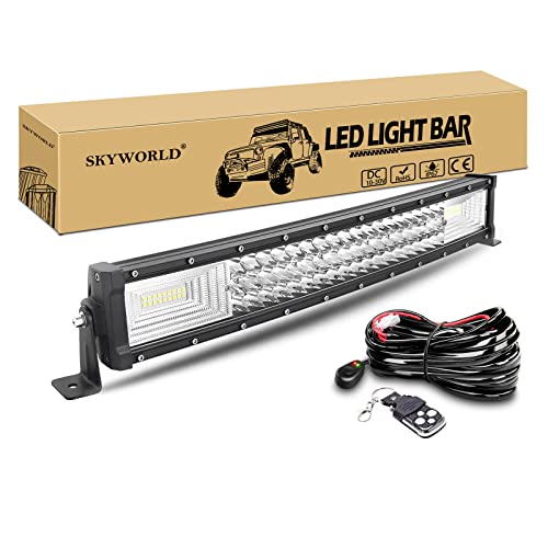 SKYWORLD Gebogen LED Arbeitsscheinwerfer Bar, 22 Zoll 56cm 270W Zusatzscheinwerfer Led Lichtleiste Offroad Lampe mit 12V Blitz kabelbaum kit für Auto SUV ATV UTV LKW 4x4 Nebelscheinwerfer von SKYWORLD