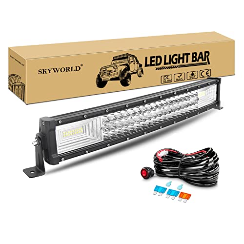 SKYWORLD Gebogen LED Arbeitsscheinwerfer Bar, 22 Zoll 56cm 270W Zusatzscheinwerfer Led Lichtleiste Offroad Lampe mit 12V Toggle kabelbaum kit für Auto SUV ATV UTV LKW 4x4 Nebelscheinwerfer von SKYWORLD