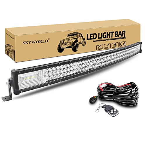 SKYWORLD Gebogen LED Arbeitsscheinwerfer Bar, 42 Zoll 106cm 540W Zusatzscheinwerfer Led Lichtleiste Offroad Lampe mit 12V Blitz kabelbaum kit für Auto SUV ATV UTV LKW 4x4 Nebelscheinwerfer von SKYWORLD