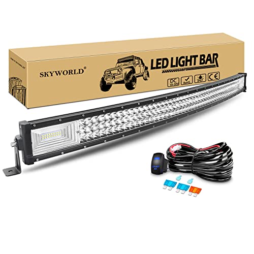 SKYWORLD Gebogen LED Arbeitsscheinwerfer Bar, 42 Zoll 106cm 540W Zusatzscheinwerfer Led Lichtleiste Offroad Lampe mit 12V Rocker kabelbaum kit für Auto SUV ATV UTV LKW 4x4 Nebelscheinwerfer von SKYWORLD