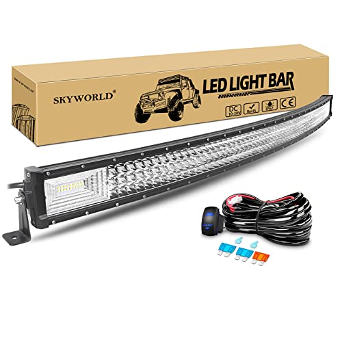 SKYWORLD Gebogen LED Arbeitsscheinwerfer Bar, 52 Zoll 132cm 675W Zusatzscheinwerfer Led Lichtleiste Offroad Lampe mit 12V Rocker kabelbaum kit für Auto SUV ATV UTV LKW 4x4 Nebelscheinwerfer von SKYWORLD