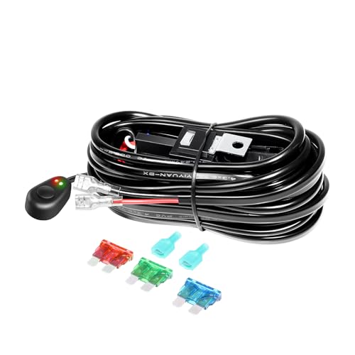 SKYWORLD Kabelbaum Kabelsatz Relais 18AWG 12V DC 40 A, Ein-/Ausschalter für PKW Geländewagen ATV UTV SUV 4x4, LED-Arbeitsscheinwerfer Scheinwerfer Lichtleisten (1 Kabel) von SKYWORLD