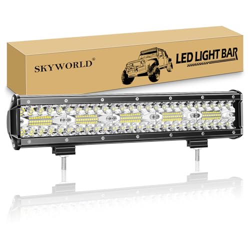 SKYWORLD LED Arbeitsscheinwerfer Bar 15 Zoll 300W LED Scheinwerfer 12V 24V Flutlicht Reflektor Combo Arbeitslicht Zusatzscheinwerfer für Auto Offroad Traktor Bagger PKW LKW KFZ SUV UTV ATV von SKYWORLD