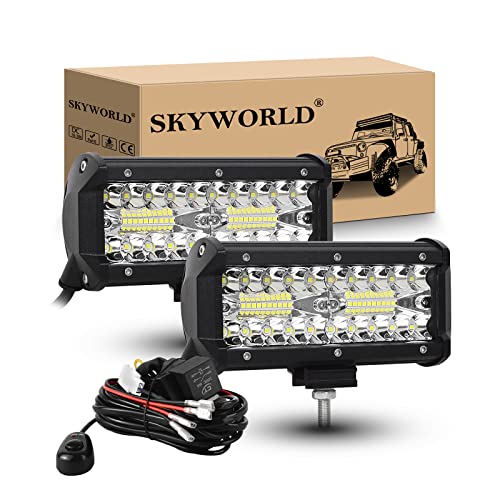 SKYWORLD LED Arbeitsscheinwerfer Bar 2 X 17.8cm 120W LED Scheinwerfer 12V 24V Arbeitslicht Zusatzscheinwerfer mit Kabelbaum für Auto Offroad Traktor PKW LKW SUV UTV ATV SKYWORLD LED Arbeitsscheinwerfer Bar 2 X 17.8cm 120W LED Scheinwerfer 12V 24V Arbeitslicht Zusatzscheinwerfer mit Kabelbaum für Auto Offroad Traktor PKW LKW SUV UTV ATV von SKYWORLD