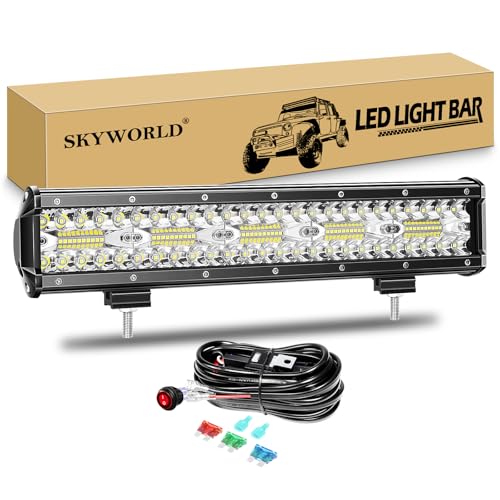 SKYWORLD LED Arbeitsscheinwerfer Bar 37.6cm 300W LED Scheinwerfer 12V 24V Arbeitslicht Zusatzscheinwerfer mit Kippschalter Kabelbaum für Auto Offroad Traktor PKW LKW SUV UTV ATV SKYWORLD LED Arbeitsscheinwerfer Bar 37.6cm 300W LED Scheinwerfer 12V 24V Arbeitslicht Zusatzscheinwerfer mit Kippschalter Kabelbaum für Auto Offroad Traktor PKW LKW SUV UTV ATV von SKYWORLD