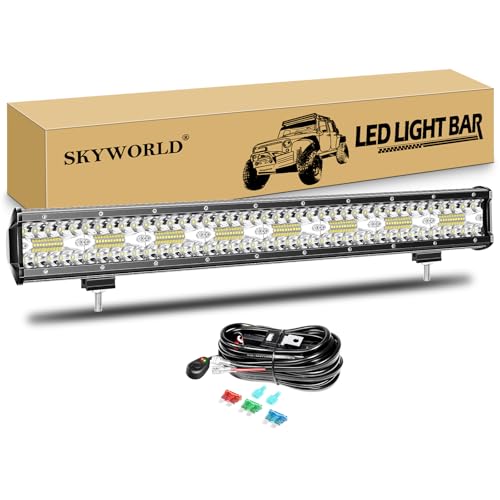 SKYWORLD LED Arbeitsscheinwerfer Bar 59cm 480W LED Scheinwerfer 12V 24V Arbeitslicht Zusatzscheinwerfer mit Kabelbaum für Auto Offroad Traktor PKW LKW SUV UTV ATV von SKYWORLD