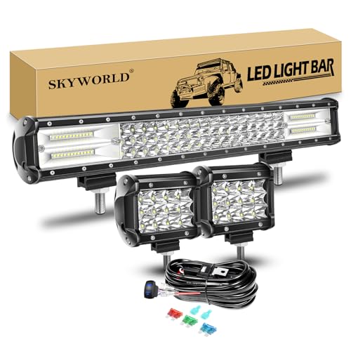 SKYWORLD LED-Lichtleiste, 20" 288W Spot Flutlicht Arbeitsscheinwerfer Bar Offroad + 4" 36W LED Arbeitsscheinwerfer Spotlight mit Kabelbaum Wippschalter für Traktor LKW Auto ATV SUV 4x4 Boot SKYWORLD LED-Lichtleiste, 20" 288W Spot Flutlicht Arbeitsscheinwerfer Bar Offroad + 4" 36W LED Arbeitsscheinwerfer Spotlight mit Kabelbaum Wippschalter für Traktor LKW Auto ATV SUV 4x4 Boot von SKYWORLD