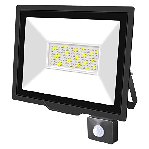 SKYWORLD LED Strahler mit Bewegungsmelder Außen 1 Stück,100W Kaltweiß Superhell LED Fluter mit Sensor IP66 Wasserdicht Scheinwerfer Wandleuchte für Garten Terrasse Wand Garage Vorhof Innenhöfe von SKYWORLD