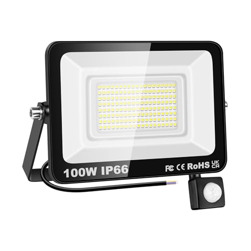 SKYWORLD LED Strahler mit Bewegungsmelder Außen 1 Stück,200W Kaltweiß Superhell LED Fluter mit Sensor IP66 Wasserdicht Scheinwerfer Wandleuchte für Garten Terrasse Wand Garage Vorhof Innenhöfe von SKYWORLD