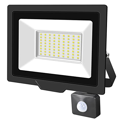 SKYWORLD LED Strahler mit Bewegungsmelder Außen 1 Stück,50W Kaltweiß Superhell LED Fluter mit Sensor IP66 Wasserdicht Scheinwerfer Wandleuchte für Garten Terrasse Wand Garage Vorhof Innenhöfe von SKYWORLD