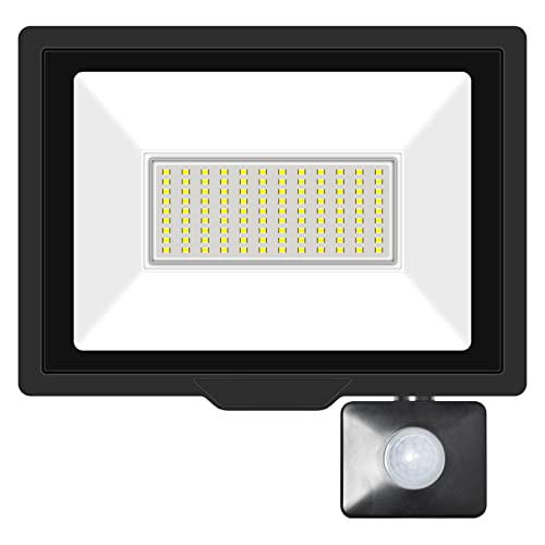 SKYWORLD LED Strahler mit Bewegungsmelder Außen 1 Stück,75W Kaltweiß Superhell LED Fluter mit Sensor IP66 Wasserdicht Scheinwerfer Wandleuchte für Garten Terrasse Wand Garage Vorhof Innenhöfe von SKYWORLD