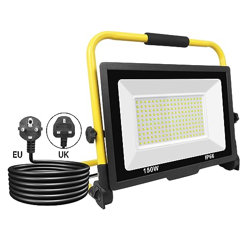 SKYWORLD Tragbar LED Baustrahler 150W 15000LM LED Arbeitsleuchter mit Stecker, Wasserdicht Arbeitsscheinwerfer für Werkstatt oder Baustelle Garage SKYWORLD Tragbar LED Baustrahler 150W 15000LM LED Arbeitsleuchter mit Stecker, Wasserdicht Arbeitsscheinwerfer für Werkstatt oder Baustelle Garage von SKYWORLD