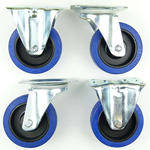 1 Satz 100mm Blue Wheels Transportrollen Lenkrollen + Bockrollen, Elastik-Rad blau, 180kg / Rad - INDUSTRIEQALITÄT (2x Lenk + 2x Bock) 1 Satz 100mm Blue Wheels Transportrollen Lenkrollen + Bockrollen, Elastik-Rad blau, 180kg / Rad - INDUSTRIEQALITÄT (2x Lenk + 2x Bock) von SL-Rollen